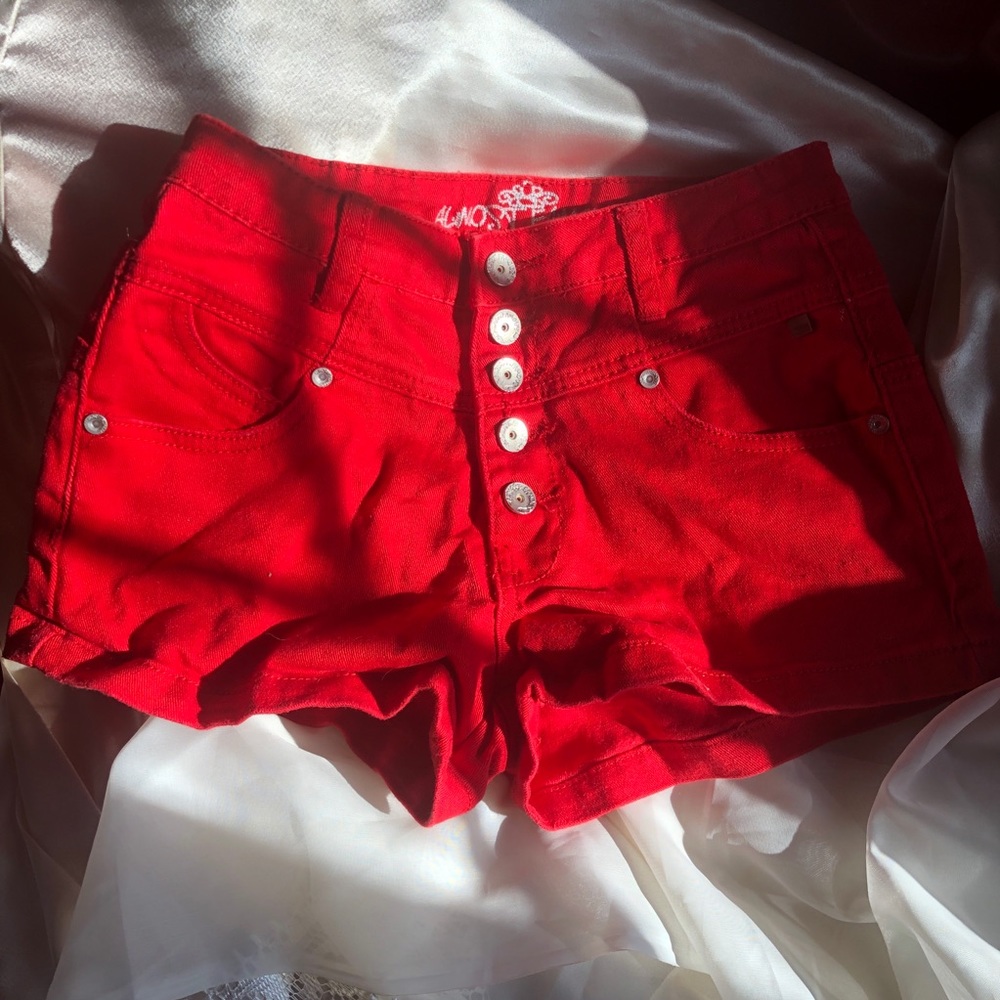 Almost Famous Military Denim Red Shorts y2k
